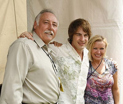 Steve Moore, President of CMA's Board of Directors; Valory Music artist Jimmy Wayne; and CMA Chief Executive Officer Tammy Genovese during the "Be Instrumental" used band instrument drive on June 11 during the 2009 CMA Music Festival. 