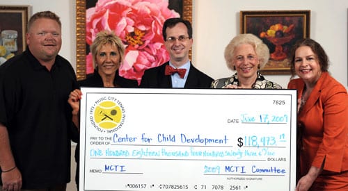  Pictured are (l-r): MCTI Co-Chairs Bill Riddle and Phran Galante; Dr. Tyler Reimschisel, Director of Center for Child Development; MCTI Co-Chair Patsy Bradley; and MCTI Sponsorship Chair Patsy Wells.