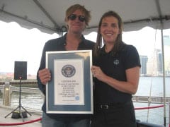 Jack Ingram is a awarded a Guiness World Record by Adjudicator Laura Plunkett.