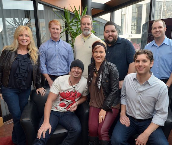 Pictured (L-R), back row:  Curb’s Kelly Lynn, John Ozier, Dennis Hannon, SESAC’s Tim Fink and Todd Thomas. Front row:  Jon Stone, Kristy O and Curb’s Taylor Childress.Photo: Peyton Hoge