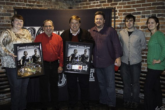 Marco Promotions recently celebrated with Jerry Duncan Promotions after presenting plaques for the Florida Georgia Line No. 1 party for "Cruise.” Pictured (L-R): Lisa Smoot, Jerry Duncan, Jeff Walker, Rick Kelly, James Freeman, and Sarah Matlock
