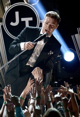 Justin Timberlake performs at the Grammy Awards. Photo: Kevin Winter