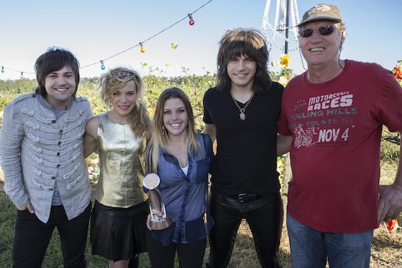 Pictured (L-R): The Band Perry's Neil and Kimberly Perry, Rae, The Band Perry's Reid Perry, and CMA Board member Rob Potts.