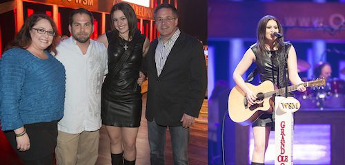 Photo 1: Pictured (L-R): Shelley Hargis, Michael Knox, Rachel Farley, Pete Fisher. Photo 2: Rachel Farley makes her Grand Ole Opry debut.
