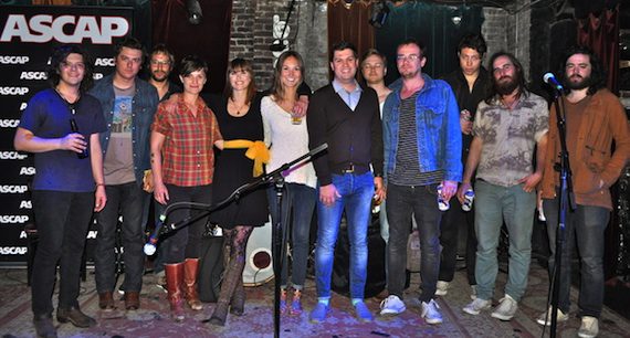 Pictured (L-R): The WIld Feathers, Megan McCormick, Jill Andrews, ASCAP's Evyn Mustoe, ASCAP's Jesse Willoughby, Clear Plastic Masks 