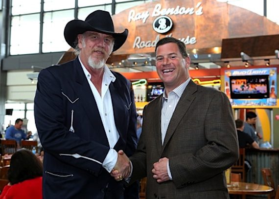 Pictured (L-R):Ray Benson and Executive Director of Writer/Publisher Relations Mark Mason. Photo credit: Sandy L. Stevens, Courtesy of City of Austin Aviation 