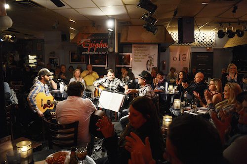 Marty Dodson, Dave Turnbull, Ryan Tyndell and Bruce Wallace play at The Bluebird Cafe.