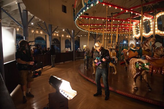 Brad Paisley on the set of his video for "Beat This Summer."