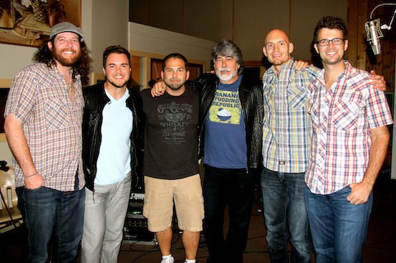 Pictured (L-R): Eli Young Band’s James Young, Mike Eli, Producer Michael Knox, Alabama’s Randy Owen, Eli Young Band’s Jon Jones and Chris Thompson.