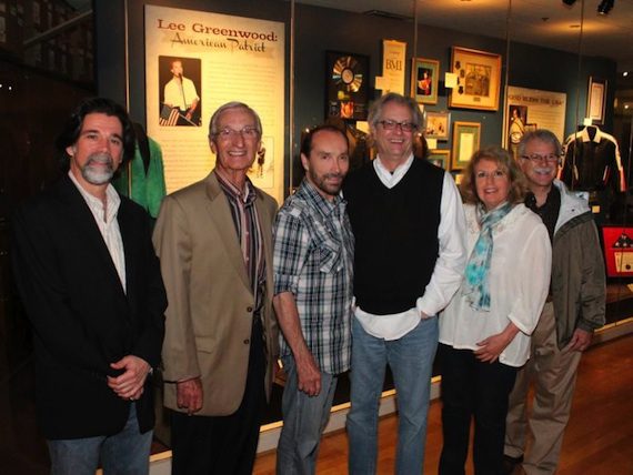 Pictured (L-R): APA Nashville's Steve Lassiter, Lee Greenwood's manager Jerry Bentley, Lee Greenwood, Country Music Hall of Fame & Museum Director Kyle Young, APA Nashville's Bonnie Sugarman and Ray Shelide. (Credit: J. Westby)  