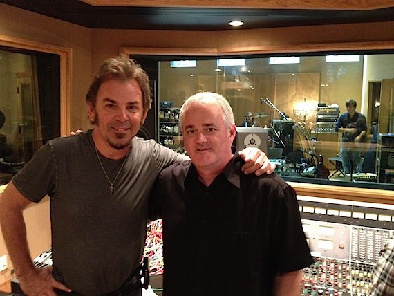 Pictured (L-R): Jonathan Cain and Dan Hodges working on demos at Cain's Addiction Sound Studios located in Berry Hill, Nashville.