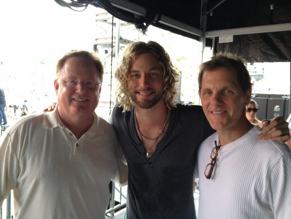 Pictured (L-R): Sony Music Chairman/CEO Gary Overton, Casey James and Norbert Nix, VP Radio Promotions, Columbia Nashville.