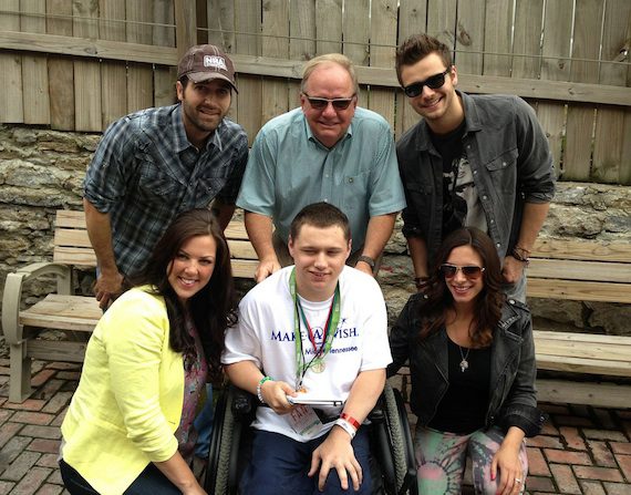 Josh Thompson, Mark Wright, Joel Crouse, Krystal Keith and Rose Falcon with Brandon from Make A Wish