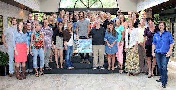 Jake Owen visits with the staff of the Country Music Association.