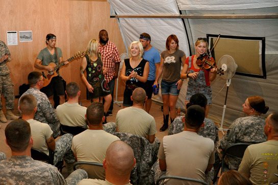 Maggie Rose performs for members of the U.S. military.