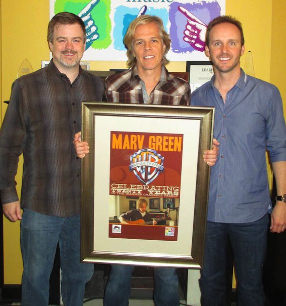 Pictured (L-R):  Ben Vaughn (Executive Vice President, Warner/Chappell Music), Marv Green, Rusty Gaston (General Manager and Partner, THiS Music)