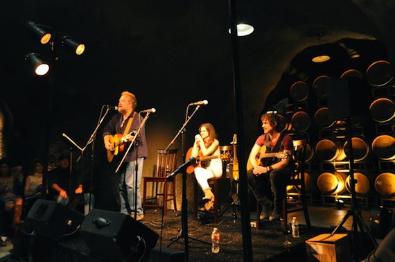 Pictured (L-R): Don Schlitz and Striking Matches perform in the wine caves at Baldacci Family Vineyards. Photo by ASCAP's Alison Toczylowski 