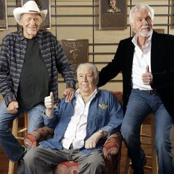 Pictured (L-R): Bobby Bare, "Cowboy" Jack Clement, and Kenny Rogers inducted to the Country Music Hall of Fame during Medallion Ceremony. Photo: John Russell.