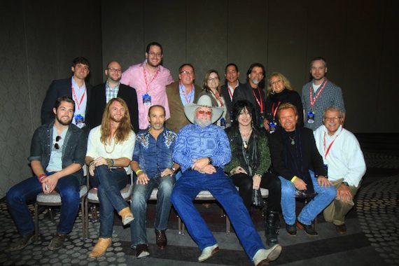 Pictured (Back row L-R): Chris Looney (Agent), Heath Baumhor (Agent), Craig Newman (Agent), Jim Gosnell (President/CEO), Jackie Knobbe (Agent), Frank Wing (Senior Vice President), Steve Lassiter (Senior Vice President/Partner), Bonnie Sugarman (Senior Vice President) and Andrew Buck (Agent). APA Artists/Agent (Front Row): Nick Jamerson (Sundy Best), Kris Bentley (Sundy Best), Lee Greenwood, Charlie Daniels, Tom Keifer, Lee Roy Parnell and APA's Ray Shelide. 