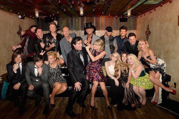 Pictured (L-R): Front Row – The Band Perry’s Reid, Neil and Kimberly Perry; Big Machine Label Group President/CEO Scott Borchetta; Taylor Swift; Danielle Bradbery; Cassadee Pope; RaeLynn; Laura Bell Bundy; Back Row – Eli Young Band’s James Young; Mike Eli; Rascal Flatts Joe Don Rooney; Jon Jones; Tim McGraw; Brantley Gilbert; Eli Young Band’s Chris Thompson and Rascal Flatts Jay DeMarcus
