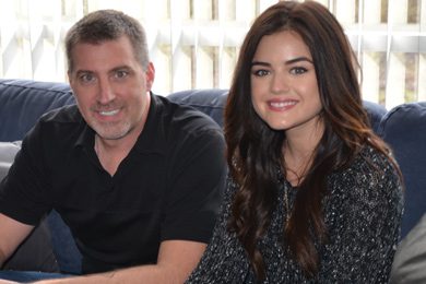 Rising country star and established actress Lucy Hale (R) stopped by WUBE to visit with PD Grover Collins (L) in Cincinnati on her recent radio promo tour. 