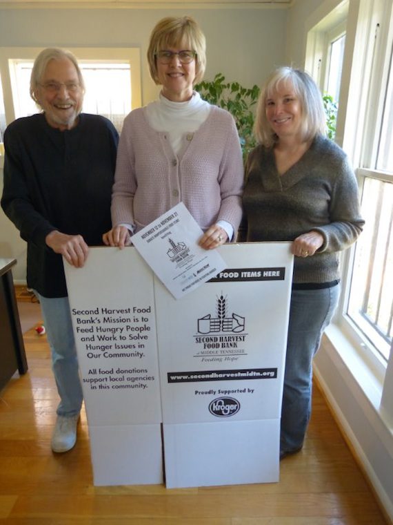 Pictured (L-R):Keith Case, Claire Armbruster and Denise Stiff receive their collection box. 