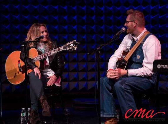 Pictured (L-R): Deana Carter and Rory Feek perform during the CMA Songwriters Series at Joe's Pub in New York City Wednesday night. Photo Credit: Kevin Yatarola / CMA