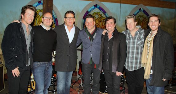 Rascal Flatts kicked off their "REWIND" Radio Tour on Wednesday 1/8 with a special event in Nashville. Throughout the month of January, the trio will be promoting their newest single from their forthcoming studio album by visiting various radio stations across the country. Pictured: Joe Don Rooney, Big Machine Records SVP Jack Purcell, Big Machine Records Sr. Promotion Director Erik Powell, Jay DeMarcus, Big Machine Label Group President/CEO Scott Borchetta, Gary LeVox, and Big Machine Label Group SVP John Zarling. 