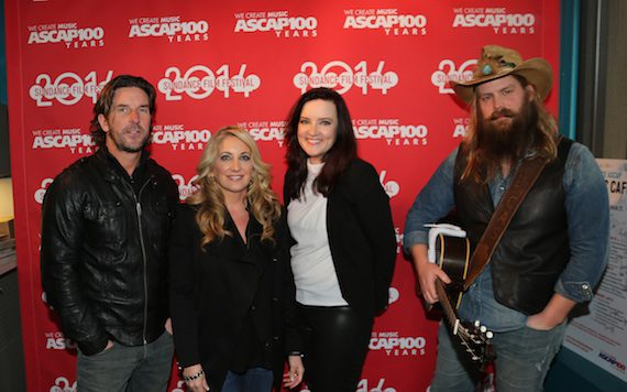 Pictured (L-R): CMA Board member Brett James, Lee Ann Womack, Brandy Clark, and Chris Stapleton backstage at the CMA Songwriters Series at the Sundance ASCAP Music Café at the Sundance Film Festival. Photo Credit: Erik Philbrook / ASCAP