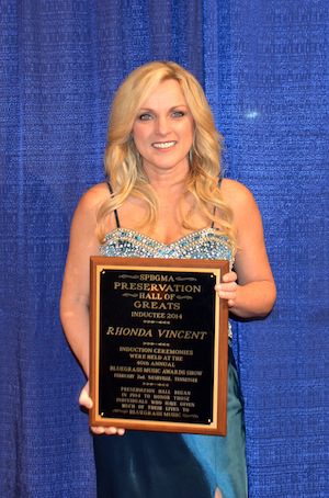 Rhonda Vincent was named Entertainer of the Year at the recent 40th Annual SPBGMA (Society for the Preservation of Bluegrass Music of America) Convention & Awards Show in Nashville. She was also inducted into the SPBGMA Hall of Greats and Rhonda Vincent & the Rage was named Instrumental Group of the Year. Her album, Only Me, debuted at No. 1 on the Billboard Bluegrass Album chart this week.