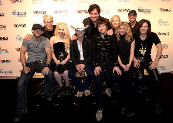  Pictured (L-R): Republic Nashvile's Jimmy Harnen, Big Machine Label Group President & CEO Scott Borchetta, and CMT's Anne Oakley and Cody Alan; (front row, l-r): Brantley Gilbert, RaeLynn, Justin Moore; and The Band Perry's Neil, Kimberly, and Reid Perry at the 2014 Big Machine Label Group Show At Country Radio Seminar on February 19, 2014 in Nashville, Tennessee. (Photo by Rick Diamond/Getty Images for Big Machine Label Group)Photo Credit - Getty Images for Big Machine Lab