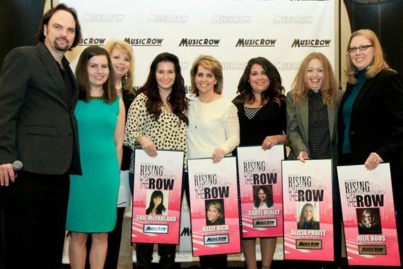 (L-R): Sherod Robertson, Publisher/Owner, MusicRow; Sarah Skates, News Editor, MusicRow; Diane Pearson, Sr. VP, City National Bank; Honoree Ebie McFarland, Publicist/Owner, Essential Broadcast Media; Kelly Rich, SVP Sales, Marketing & Interactive, BMLG; Caryl Healey, VP Sales, Sony Music Nashville; Alicia Pruitt, Sr. Director A&R, Warner/Chappell Music Nashville; Julie Boos, Co-Owner, Flood Bumstead McCready & McCarthy.  Photo: Bev Moser.