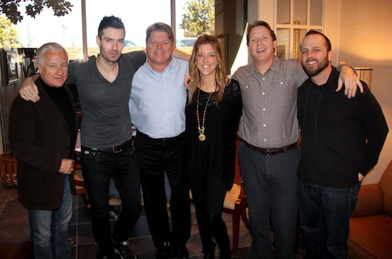 Pictured (L-R): Rough Hollow Entertainment’s Doug Nichols, Red Bow Records artist David Fanning, BMI's David Preston, Penny Everhard and Clay Bradley, and Rough Hollow Entertainment’s Chris Alderman. Photo: Drew Maynard  