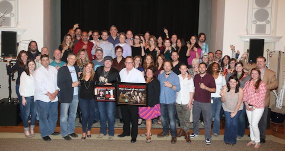 Jerrod Niemann celebrates the Gold-selling success of "Drink To That All Night" with industry colleagues at Sony Music Nashville, as well as Fitzgerald Hartley’s Steve Emley and Niemann’s album co-producer Jimmie Lee Sloas. Photo: Alan Poizner