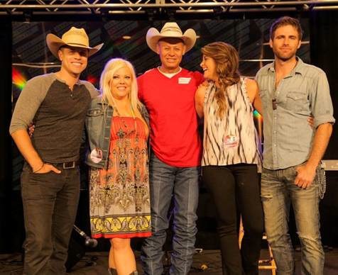 Pictured (-R): Dustin Lynch, Jessica Northey, Neal McCoy, Lauren Alaina and Canaan Smith. Photo: Matt Blair.