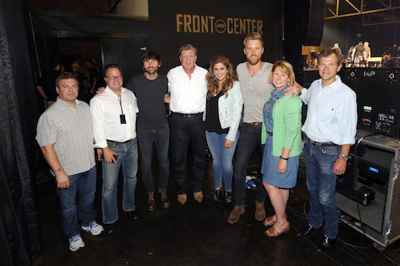 Pictured (L-R): Tom Becci, Chief Operations Officer and Senior Vice President, UMG Nashville; Don Maggi, Managing Partner and Executive Producer, "Front and Center"; Lady Antebellum's Dave Haywood; Denis Gallagher, Partner, "Front and Center"; Lady Antebellum's Hillary Scott and Charles Kelley; Sarah Trahern, CMA Chief Executive Officer; Tom Douglas, songwriter and CMA Board member. Photo: Donn Jones / CMA