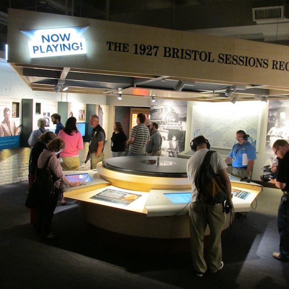 A circular display in the exhibit hall. Photo: Mary Bufwack.