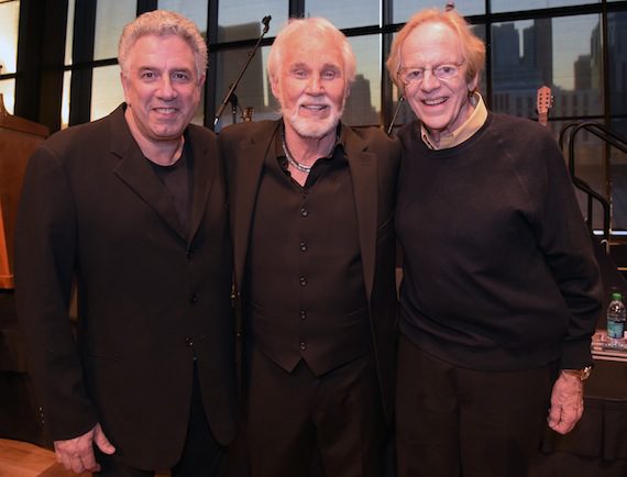 Pictured at the exhibit preview are (l-r): Rogers’ former longtime manager Ken Kragen; Rogers; Rogers’ current manager Ken Levitan. Photo: Rick Diamond