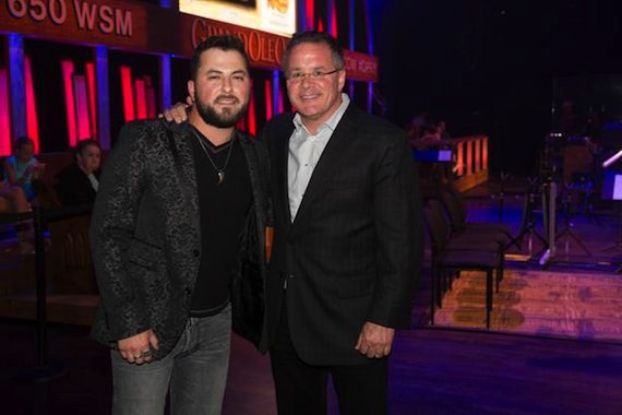 Pictured (L-R): Tyler Farr with Grand Ole Opry General Manager Pete Fisher.
