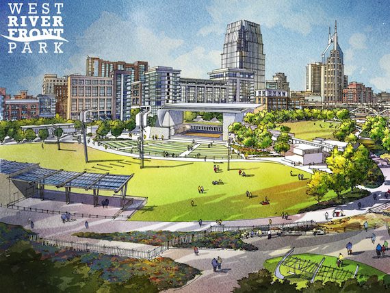 A rendering of Nashville's riverfront amphitheater