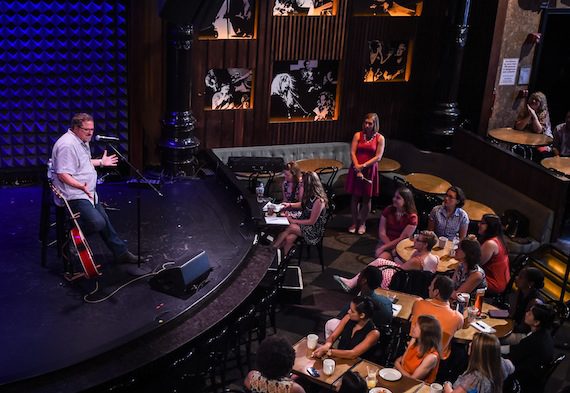 Bob DiPiero speaks to Education Through Music's music educators during a songwriting master class hosted by CMA Tuesday morning at Joe's Pub in New York City.