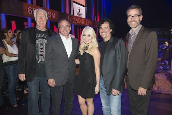 Immediately following her debut, RaeLynn thanked the Grand Ole Opry for hosting such a special night. Pictured (L-R): The Valory Music Co.’s VP Promotion George Briner, Grand Ole Opry VP/General Manager Pete Fisher, RaeLynn, Big Machine Label Group President/CEO Scott Borchetta and Grand Ole Opry President Steve Buchanan. MEDIA ONLY – https://bmlg.box.com/s/dmgsbfd7s7e0mbn55ttk Photo by Chris Hollo, Courtesy Grand Ole Opry© 2014 