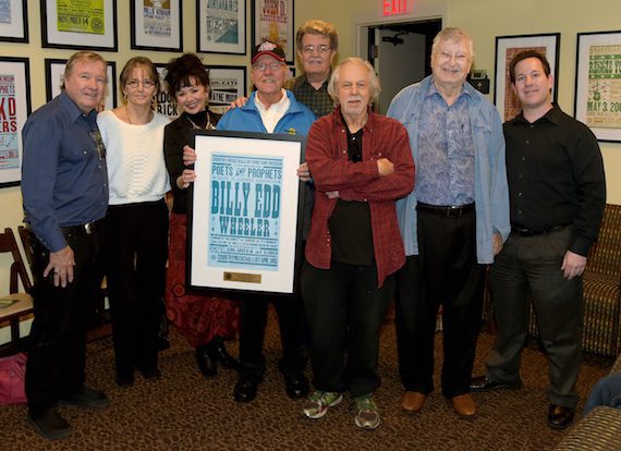 Pictured (l-r) are: Buzz Cason; Suzi Cochran, widow of 2014 Hall of Fame inductee Hank Cochran; Dana McVicker; Billy Edd Wheeler; James Talley; Steve Young; John D. Loudermilk; and the Country Music Hall of Fame and Museum’s Michael Gray.   Photo by Rick Diamond   