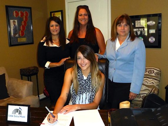 Pictured (Seated): Kelsey Anna; (Standing, L-R): Denise Stevens, Loeb & Loeb; Lisa Ramsey-Perkins, Little Extra Music; Denise Nichols, The Primacy Firm