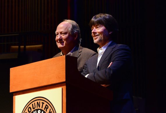 Pictured (L-R): Dayton Duncan and Ken Burns deliver the keynote address during the CMA Board of Directors meeting Wednesday in Nashville. Photo: Caitlin Harris / CMA