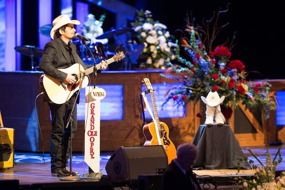Brad Paisley performs during the celebration of life event honoring Little Jimmy Dickens. Photo: Chris Hollo/Grand Ole Opry