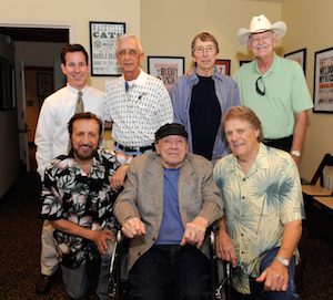Pictured (L-R, from back): Museum Editor Michael Gray, Gene Chrisman, Bobby Emmons and Weldon Myrick; (front row) Bobby Wood, Chips Moman and Reggie Young  