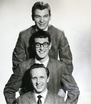 Buddy Holly and The Crickets in 1957 (top to bottom: Allison, Holly and Mauldin)