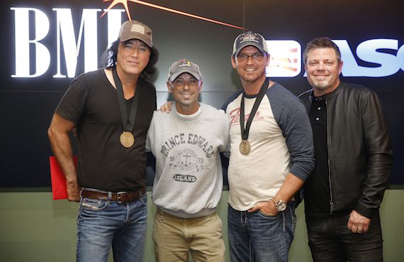 Pictured (L-R): David Lee Murphy, Kenny Chesney, Jimmy Yeary, and Rodney Clawson