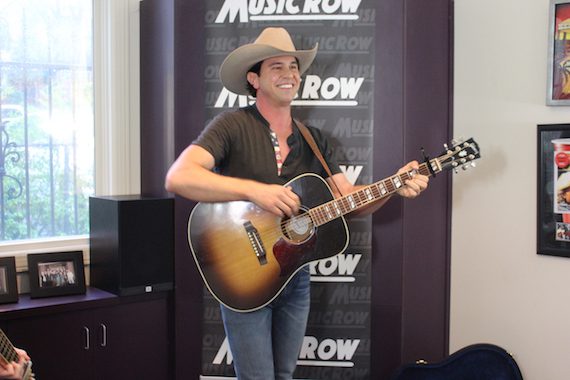 Jon Wolfe performs during a visit to the MusicRow offices.